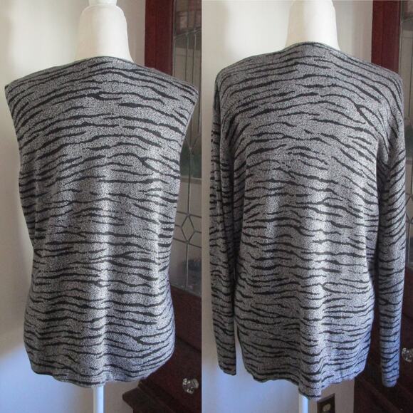 Vintage Liz Claiborne Zebra Print Cotton Cardigan Tank Set M 80s/90s Edgy Boho - Picture 4 of 17